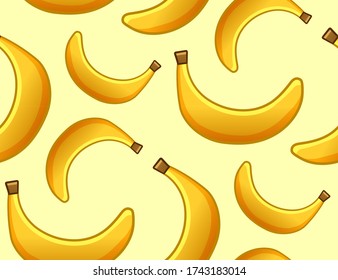 Bananas seamless pattern. Print for textile, decor, site. Yellow background, vector.