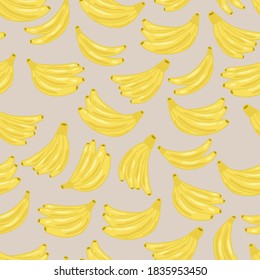 Bananas seamless pattern. Sweet fruits isolated on light background. Summer bright background. Vector illustration