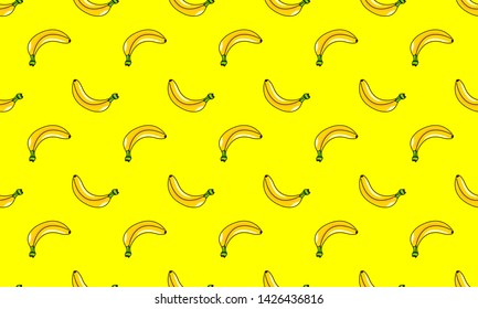 Bananas Seamless Pattern with Three Background Colors. White, Yellow, and Dark Grey Background. Vector Illustration. EPS 10
