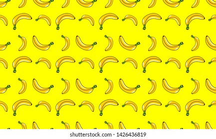 Bananas Seamless Pattern with Three Background Colors. White, Yellow, and Dark Grey Background. Vector Illustration. EPS 10