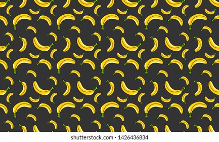 Bananas Seamless Pattern with Three Background Colors. White, Yellow, and Dark Grey Background. Vector Illustration. EPS 10