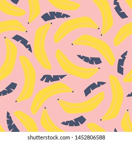 Bananas seamless pattern.Fun t-shirt design for kids.Summer fruits vector print.