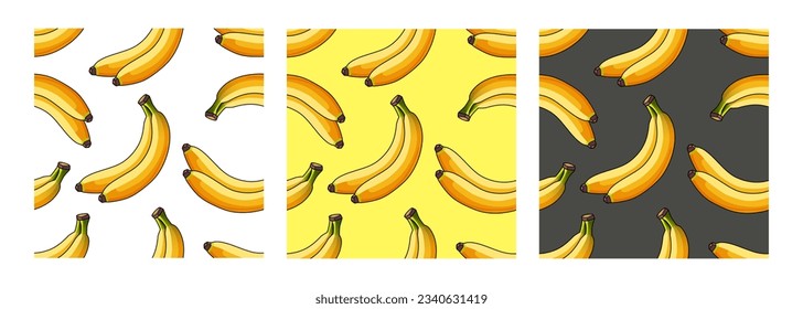 Patrón de plátanos sin soldadura. Clipart vector aislado en fondo blanco.	