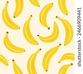 Bananas seamless pattern. Vector flat illustration of banana.