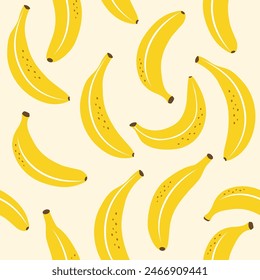 Bananas seamless pattern. Vector flat illustration of banana.