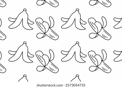 Bananas seamless pattern -  Vector flat illustration of banana. Bunch of banana. Peels
