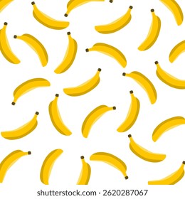 Bananas seamless pattern. Vector flat illustration of banana. Modern Hand Drawn Texture. Modern Abstract Design for Paper, Cover.