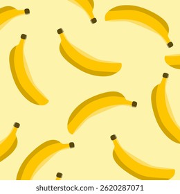 Bananas seamless pattern. Vector flat illustration of banana. Modern Hand Drawn Texture. Modern Abstract Design for Paper, Cover.