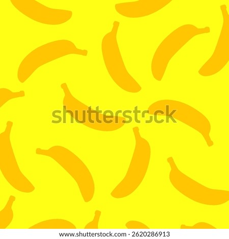 Bananas seamless pattern. Vector flat illustration of banana. Great as a textile print, party invitation or packaging. Surface pattern design.