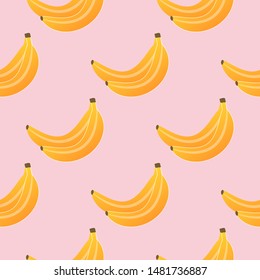 Bananas seamless pattern vector illustration. Juicy yellow bright banana design template. Fruit background. Vector EPS 10. 