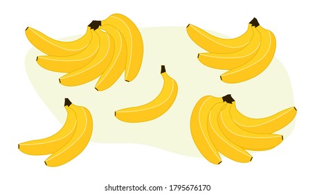 Plátanos sobre fondo blanco ilustración vectorial caricatura diseño plano estilo moderno