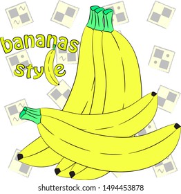 bananas style vector illustration. summer time poster with bananas vector illustration.
