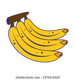 Bananas sweet fruits cartoon blue lines