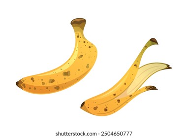 Bananas In Two Different Stages Of Ripeness, With One Full And The Other Partially Peeled Showing Inner Fruit