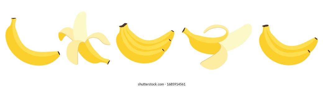 Bananas vector in flat style. Banana fruit icons. Vector illustration isolated on white background