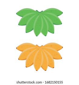 Vektorillustration Bananen mit flachem Cartoon-Design. grün und gelb. reife und unreife Banane.