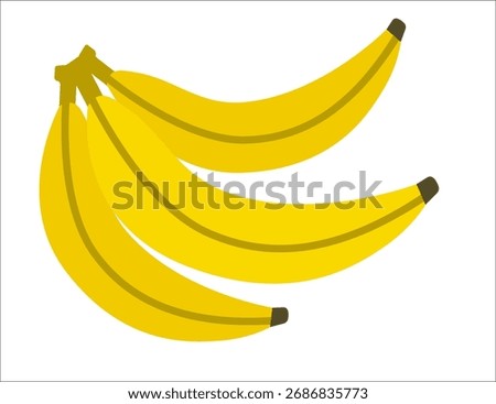 Bananas vector illustration. Flat style bunch of ripe yellow bananas with simple shading. Bright and minimal design for food, kitchen, or tropical-themed projects.