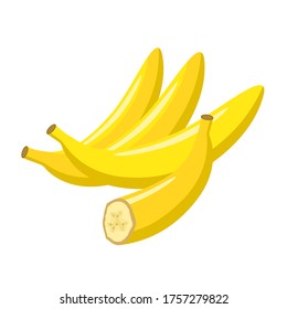 Bananas vector illustration isolated on white background. Juicy tropical exotic fruit.