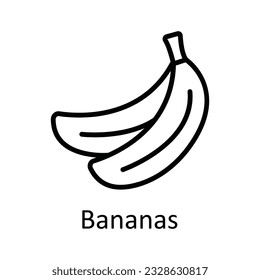 Bananas Vector outline Icon Design illustration. Food and drinks Symbol on White background EPS 10 File