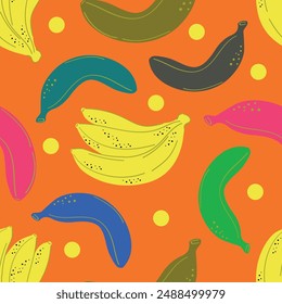 bananas vector, Seamless pattern with bananas, food background, Seamless background. Vector illustration. idea for textile design