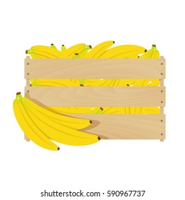 Bananas in wooden box