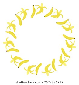 Bananas Wreath, Bananas descascadas, Fruit Round Wreath Frame, Ilustração isolada