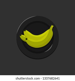 Bananas. Yellow fresh ripe Bananas on the black plate Vector illustration