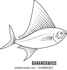Bananogmius prehistoric animal line art design. coloring page