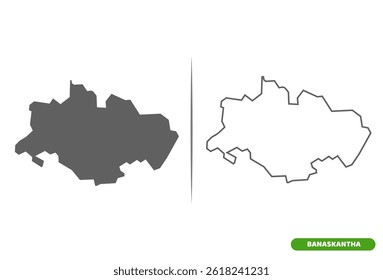 Banaskantha District of Gujarat Mapa estatal.
