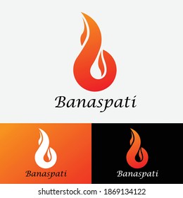 Banaspati logo (fire ball), teks is Lucida Calligraphy Italic,