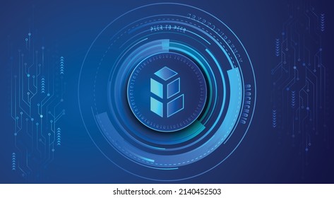 Bancor (BNT) bloqueo cadena cripto moneda cifrado digital, intercambio virtual de dinero. Modelo de diseño de banner y fondo de ilustración de vector de red global de tecnología. Futurista negociación web