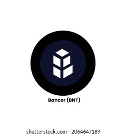 Bancor (BNT) digital cryptocurrency logo. Bancor (BNT) icon. Vector illustration on white background with icon area black.