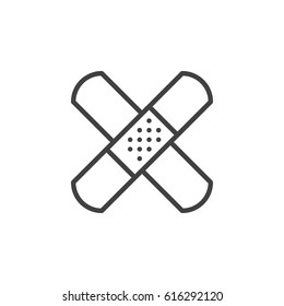 Band aid, adhesive bandage line icon, outline vector sign, linear style pictogram isolated on white. Symbol, logo illustration. Editable stroke.
