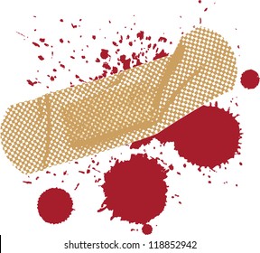 Band Aid With Bloods Isolated On White