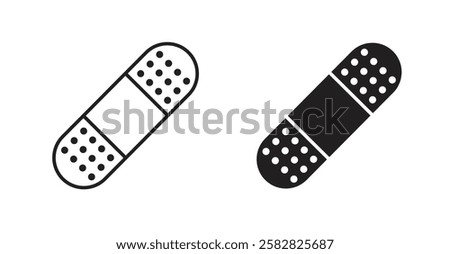 Band aid filled and outlined icons vectors on white background