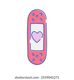 Band Aid with Heart Icon with soft color palette in doodle Illustration style Ideal for health and pharmacy themed designs