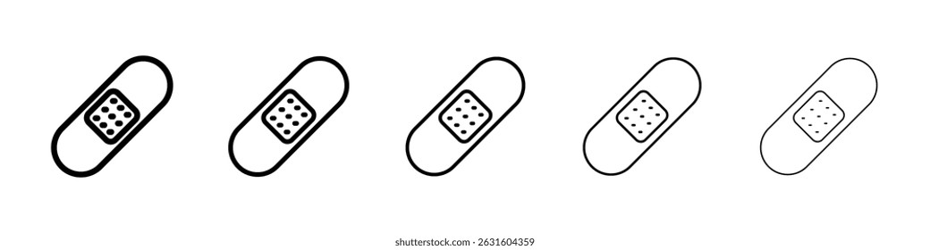 Band aid icon in black. Vector illustration for graphic design