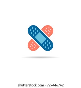 band aid icon flat color vector illustration