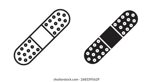 Band aid icon flat and stroke style pack on white background. Vector illustrations