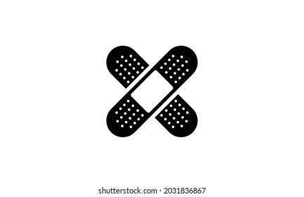 Band aid icon, Medical patch silhouette vector