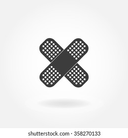 Band Aid Icon. Band Aid or plaster flat Icon. Crossed Band Aid. Vector illustration of Band Aid.