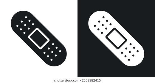 Band aid icons in solid black and white colors