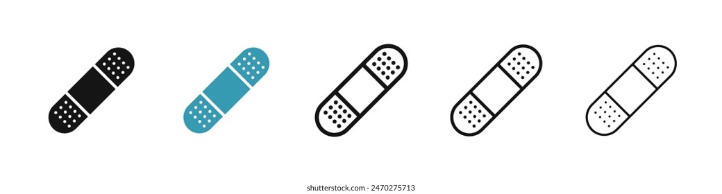 Band aid line icon set. injury bandage vector icon. Medical plaster sign. medical patch vector icon for UI designs.