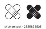 Band aid outlined and solid icon vector collection.