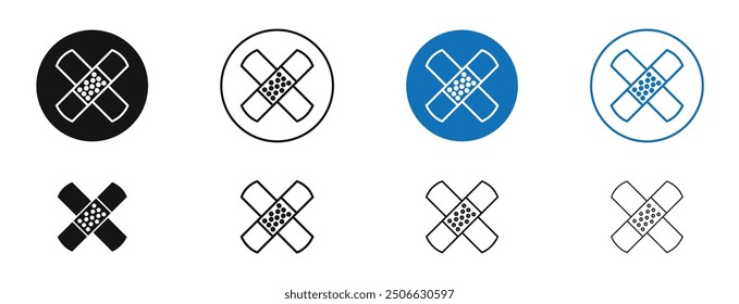 Band aid vector icon in black and blue colors