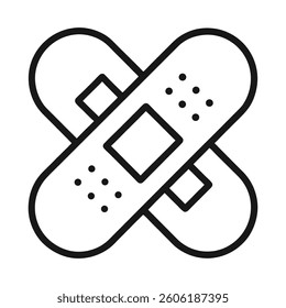 Band aid vector icon set black and white filled and outlined style.
