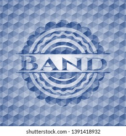 Band blue emblem or badge with abstract geometric pattern background. Vector Illustration. Detailed.