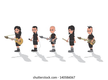 band cartoon set in line