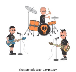 band cartoon set three guys
