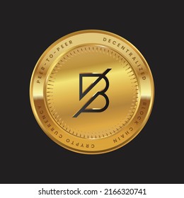 BAND Cryptocurrency logo in black color concept on gold coin. Band protocol Coin Block chain technology symbol. Vector illustration for banner, background, web, print, article.